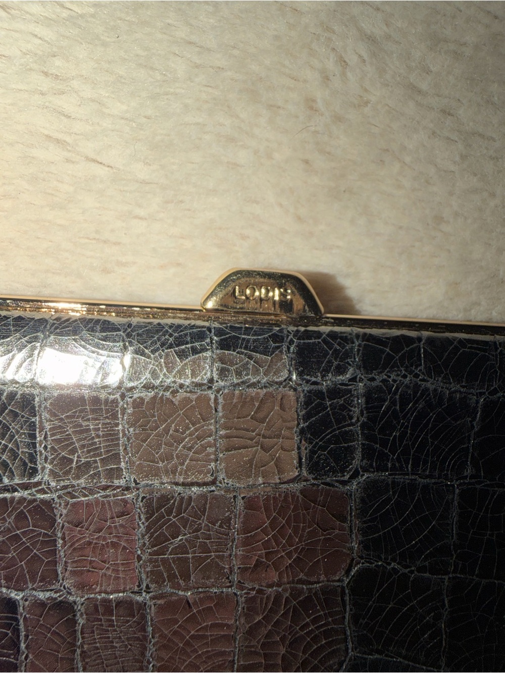 Lodis Metallic Gunmetal Grey Frame Clutch wallet Y2K